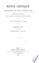 Revue critique d'histoire et de littérature