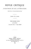 Revue critique d'histoire et de littérature