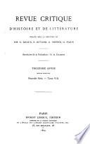 Revue critique d'histoire et de littérature