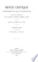 Revue critique d'histoire et de littérature, recueil hebdomadaire ...