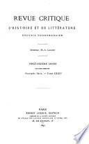 Revue critique d'histoire et de littérature, recueil hebdomadaire ...