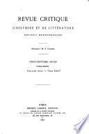 Revue critique d'histoire et de littérature, recueil hebdomadaire ...