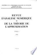 Revue D'analyse Numérique Et de la Théorie de L'approximation