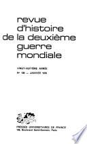 Revue d'histoire de la deuxième guerre mondiale et des conflits contemporains