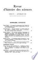 Revue d'histoire des sciences