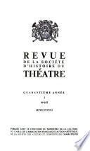 Revue d'histoire du théâtre