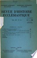 Revue d'histoire ecclésiastique