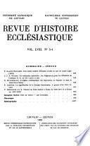 Revue d'histoire ecclésiastique
