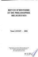 Revue d'histoire et de philosophie religieuses