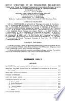 Revue d'histoire et de philosophie religieuses