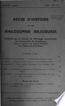 Revue d'histoire et de philosophie religieuses