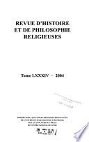 Revue d'histoire et de philosophie religieuses
