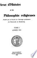 Revue d'histoire et de philosophie religieuses