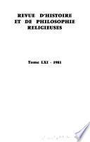 Revue d'histoire et de philosophie religieuses