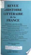 Revue d'histoire littéraire de la France
