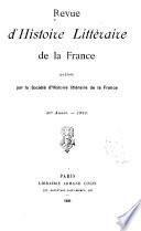 Revue d'histoire littéraire de la France