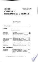 Revue d'histoire littéraire de la France