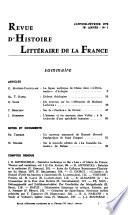 Revue d'histoire littéraire de la France