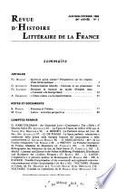 Revue d'histoire littéraire de la France