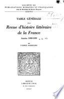 Revue d'histoire littéraire de la France