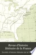 Revue d'histoire littéraire de la France
