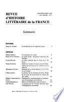 Revue d'histoire littéraire de la France