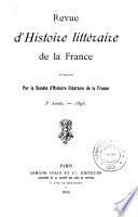 Revue d'histoire littéraire de la France