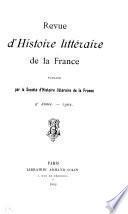 Revue d'histoire littéraire de la France