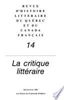 Revue d'histoire littéraire du Québec et du Canada français