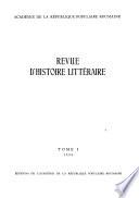 Revue D'histoire Littéraire