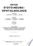 Revue d'oto-neuro-ophtalmologie