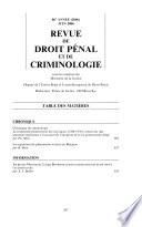 Revue de droit pénal et de criminologie