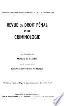 Revue de droit pénal et de criminologie