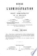 Revue de l'administration et du droit administratif de la Belgique