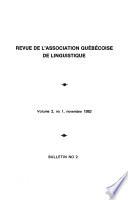 Revue de l'Association québécoise de linguistique