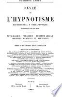 Revue de l'hypnotisme et de la psychologie physiologique