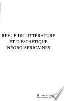 Revue de littérature et d'esthétique négro-africaines