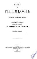 Revue de philologie, de littérature et d'histoire anciennes