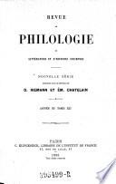 Revue de philologie de littérature et d'histoire anciennes