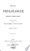 Revue de philologie, de littérature et d'histoire anciennes