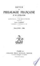 Revue de philologie française et de littérature