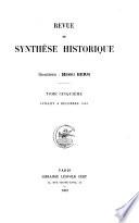 Revue de synthèse historique ...