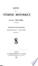 Revue de synthèse historique ...