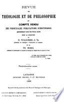 Revue de théologie et de philosophie et compte-rendu des principales publications scientifiques