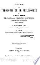Revue de théologie et de philosophie et compte-rendu des principales publications scientifiques