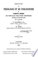 Revue de théologie et philosophie et compte-rendu des principales publications scientifiques
