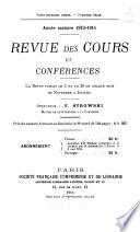 Revue des cours et conférences