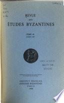 Revue des études byzantines