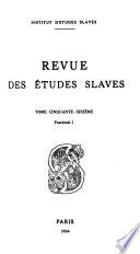 Revue des études slaves