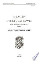 Revue des études slaves